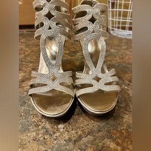 BRASH Gold Glitter Strappy heels